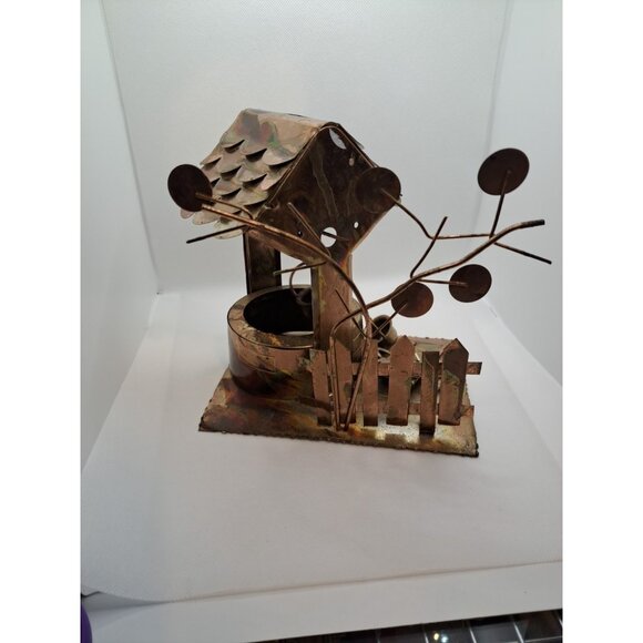 Copper Tin 3D Sculpture Music Box Wishing Well Buckets Wheelbarrow Hong Kong VTG - Picture 3 of 9